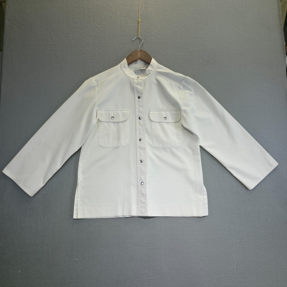 Koret Womens White Long Sleeve Metal Snap Shirt Size Large
